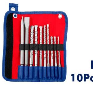 EHDR12101 10 Pcs hammer drill bits and chisels set