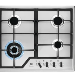 AEG 60cm Built-In Gas Hob Inox with 4 Burners and Cast Iron Support - HGB64420SM