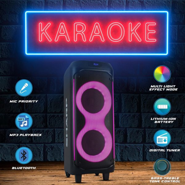 SHARP 50W RMS Portable Rechargeable Bluetooth Party Speaker with Free Microphone, Luggage-Style Handle and Wheels! - PS-935 - Image 6
