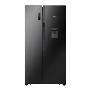 AEG 508L A+ Freestanding Side by Side Black Glass Refrigerator with Tankered Water Dispenser- RXB57011NG