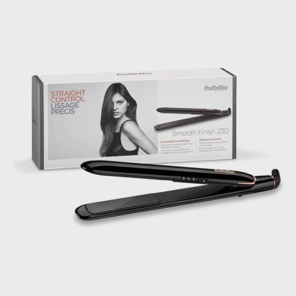 BABYLISS HAIR STRAIGHTENER SMOOTH FINISH BLACK & ROSE GOLD