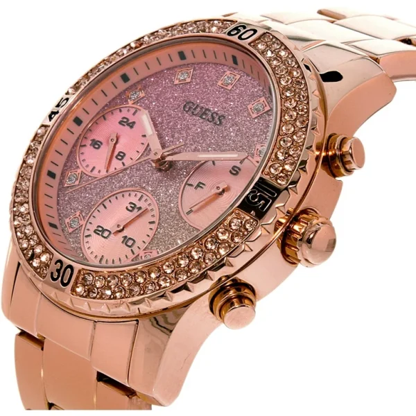 Guess Confetti Crystal Glitter Diamonds Dial Silver Stainless Steel Strap Watch for Women - Image 5