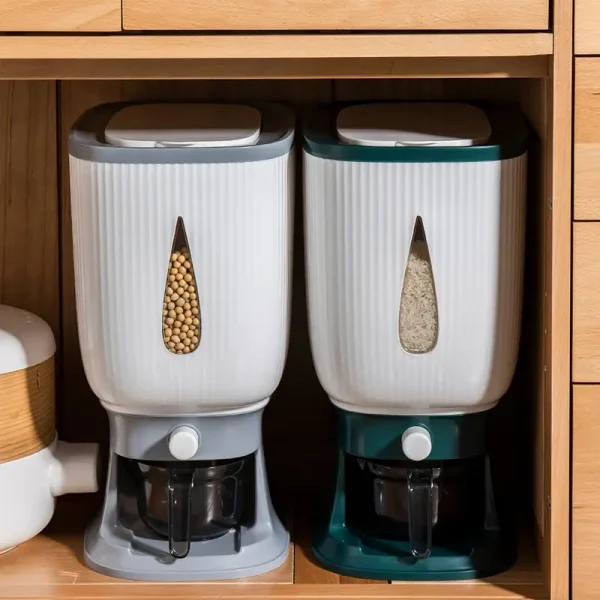Automatic Rice Storage Bucket/Grain Dispenser Press-Type 10KG (Including Measuring Cup) - Image 2