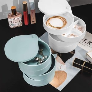 Rotating Jewelry Box 4 Layers Portable Storage Organizer