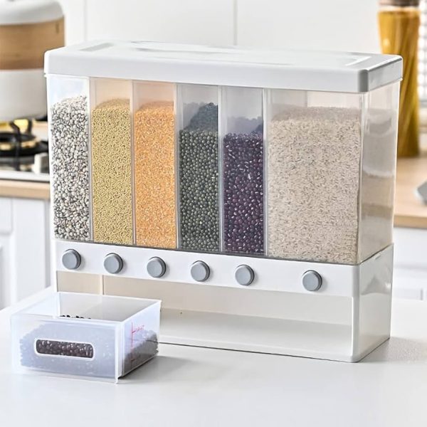 5 Grids Press Out Rice/Grain Storage Container Dry Food, Rice and Grains Dispenser Bucket Sealed Moisture-Proof Kitchen Bucket - Image 3