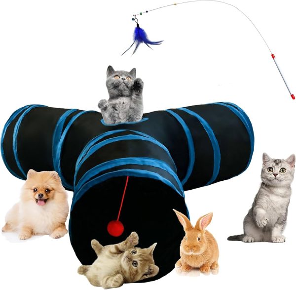Pet Cat Tunnel Tube Toys 3-Way Collapsible Tunnel for Indoor/Outdoor - Image 2