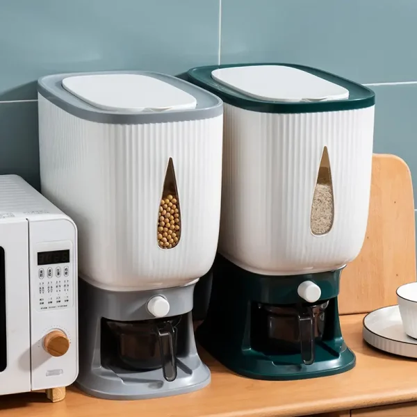 Automatic Rice Storage Bucket/Grain Dispenser Press-Type 10KG (Including Measuring Cup) - Image 4