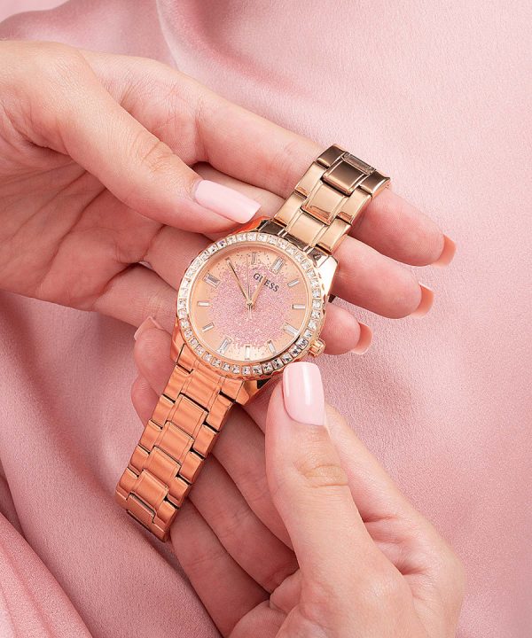Guess Confetti Crystal Glitter Diamonds Dial Silver Stainless Steel Strap Watch for Women - Image 6