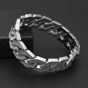 16MM Geometry Jewelry Wrist Chain Hip Hop Thick Bracelet for men Two Tone Silver