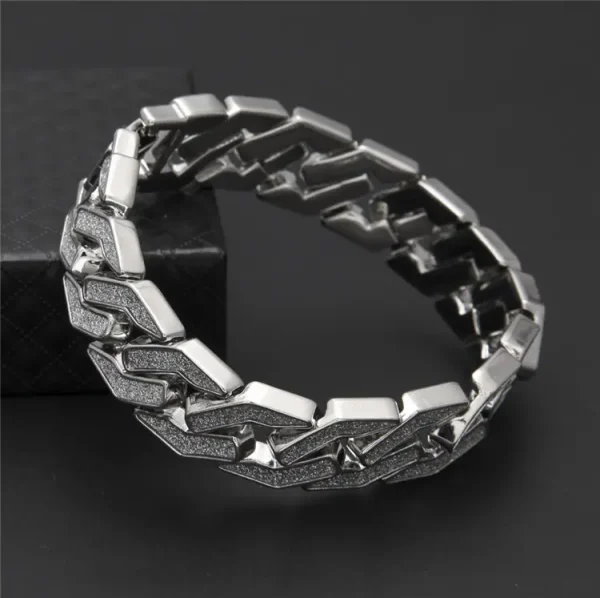 16MM Geometry Jewelry Wrist Chain Hip Hop Thick Bracelet for men Two Tone Silver