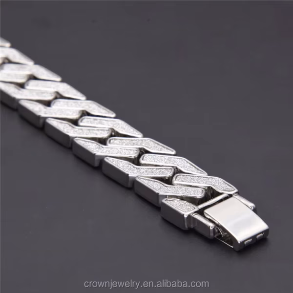 16MM Geometry Jewelry Wrist Chain Hip Hop Thick Bracelet for men Two Tone Silver - Image 4