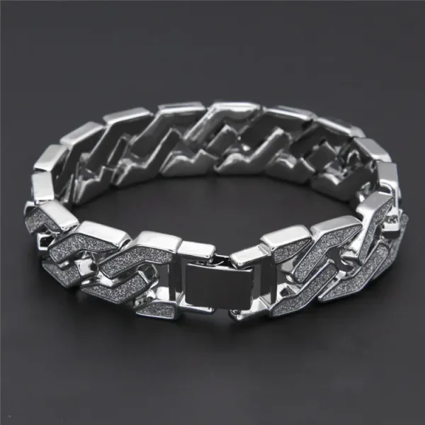 16MM Geometry Jewelry Wrist Chain Hip Hop Thick Bracelet for men Two Tone Silver - Image 3