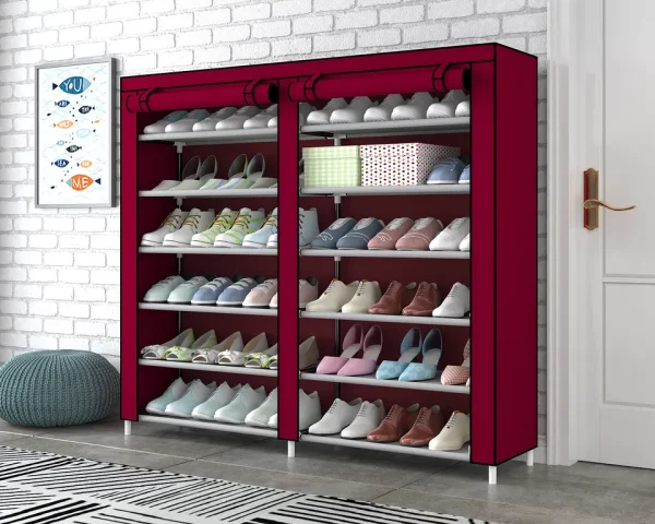 36 Pairs Shoes Portable Cabinet Storage Shoe Rack with Cover & Zip - Image 2