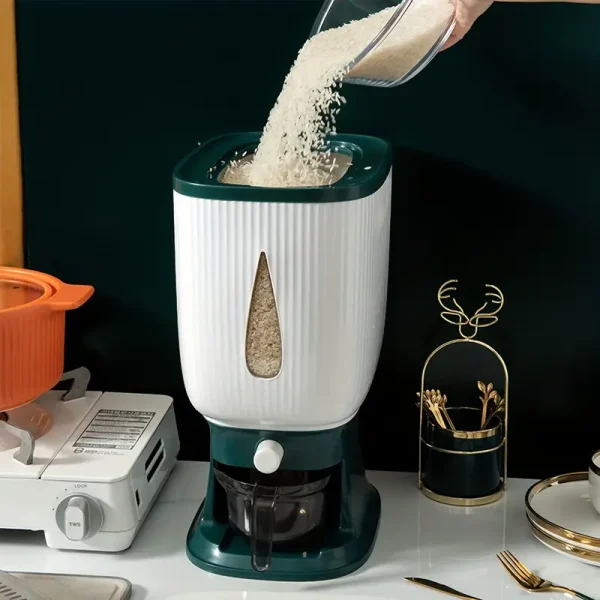 Automatic Rice Storage Bucket/Grain Dispenser Press-Type 10KG (Including Measuring Cup) - Image 6