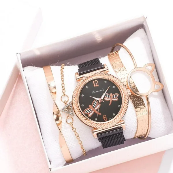 Women Luxury Watches Dragonfly Dial Leather Strap Ladies Watch - Image 3