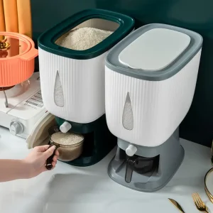 Automatic Rice Storage Bucket/Grain Dispenser Press-Type 10KG (Including Measuring Cup)