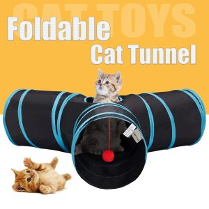 Pet Cat Tunnel Tube Toys 3-Way Collapsible Tunnel for Indoor/Outdoor